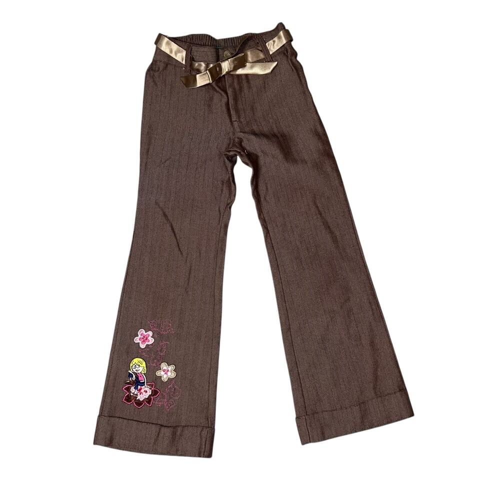 Vintage Y2K Lizzie McGuire girls flare bottom embroidered embellished pants sz 6